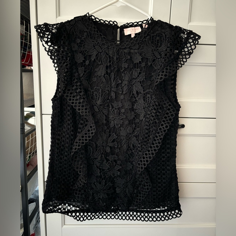 Worn Once Ted Baker Black Crochet Top (Size 1)
